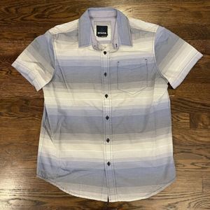 prAna Mens Short Sleeve Button Up Shirt Plaid Sz‎ Small Cotton Poly